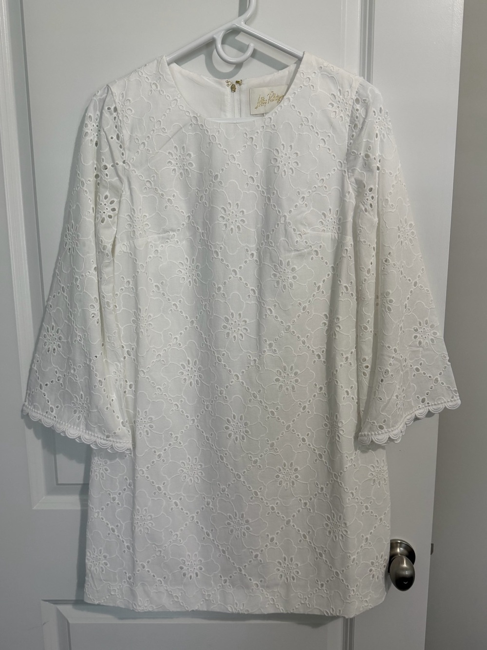 Lilly Pulitzer Richie 3/4 Sleeve White Eyelet Shift Dress Size 0 Fits like 2 NWT